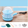 Multifunction Mini  Non-Stick Frying Pan Boiler Steamer Cooker Poached Eggpot, Yellow single frying pan + wooden shovel, Pink single frying pan + wooden shovel, Blue single frying pan + wooden shovel, Yellow single layer package + wooden shovel��������...