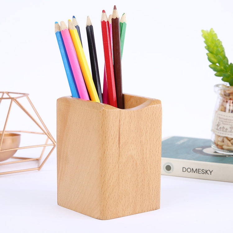 Multifunctional Wooden Chinese Style Student Pen Holder, Beech, Walnut
