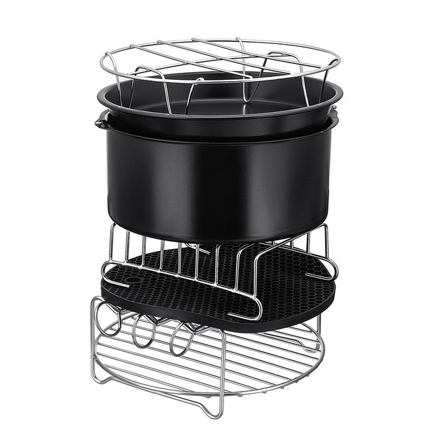 9 inch 12 in 1 Baking Grill Fryer Pan Air Fryer Accessories for 5.3QT-6.8QTup, 9 inch 12 in 1