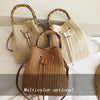 88991 Straw Handbag Shoulder Messenger Bag Bamboo Bucket Bag