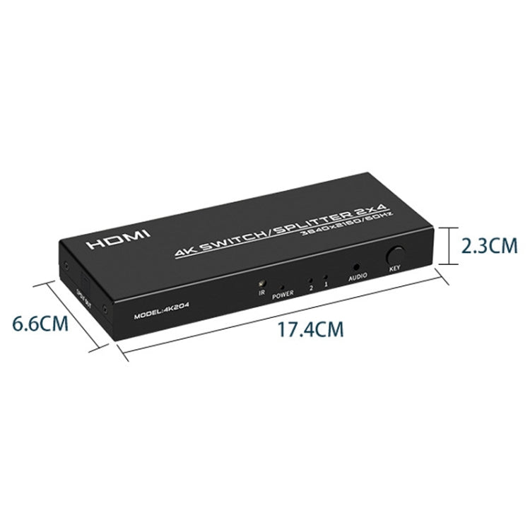 FJGEAR FJ-4K204 2 In 4 Out HD 4K Audio HDMI Switch Distributor, FJ-4K204 EU Plug, FJ-4K204 US Plug