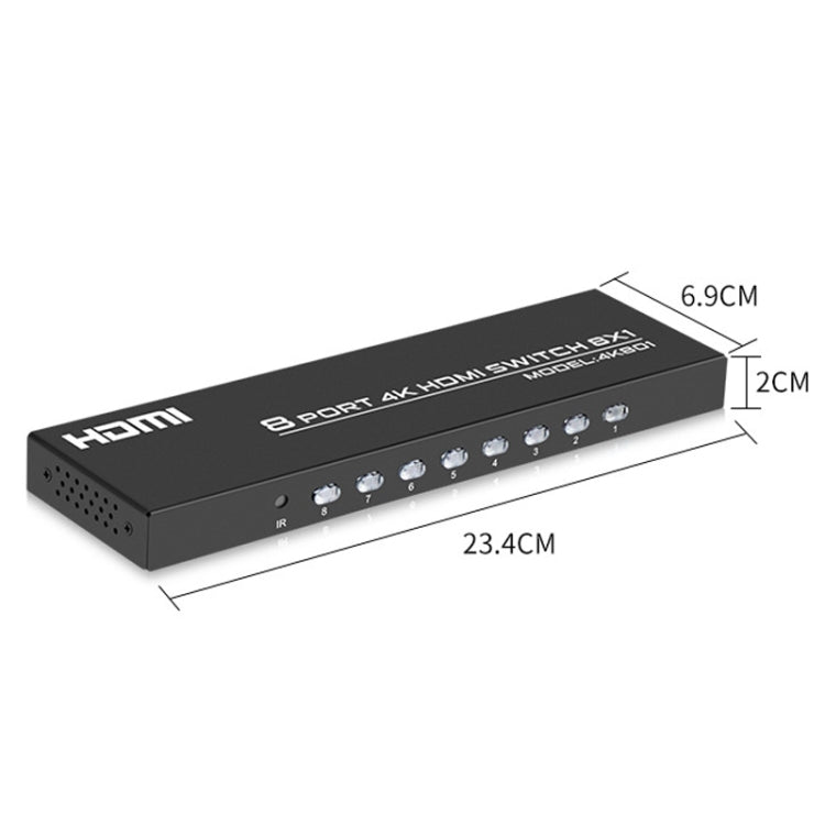 FJGEAR FJ-4K801 4K 8 In 1 Out HDMI HD Video Switcher, FJ-4K801 US Plug, FJ-4K801 EU Plug