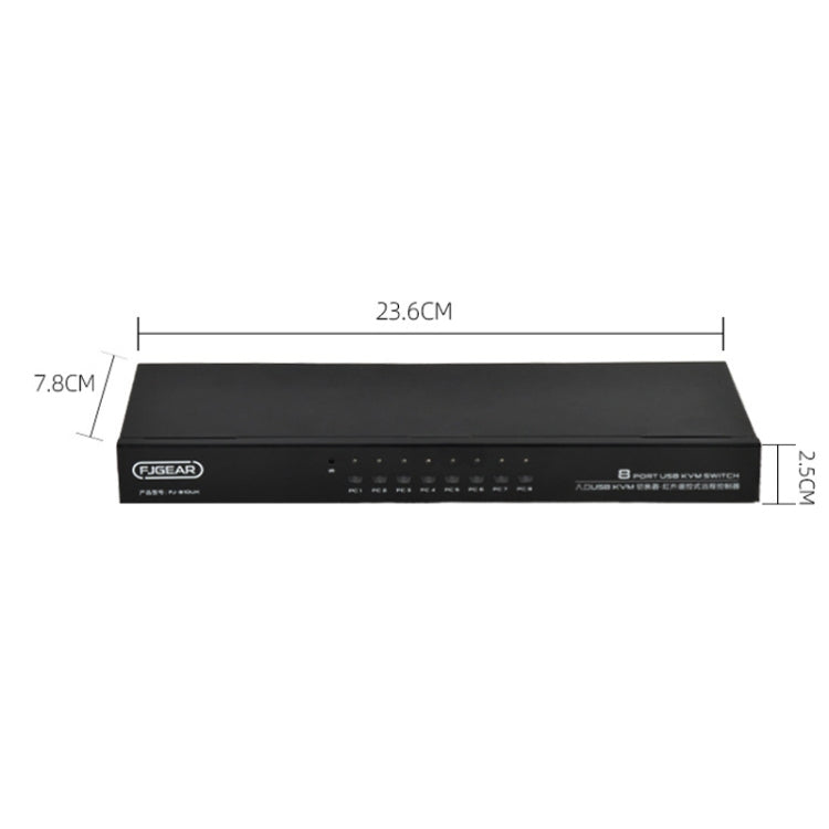 FJGEAR FJ-810UK 8 In 1 Out USB KVM Switcher With Desktop Switch, FJ-810UK EU Plug, FJ-810UK US Plug