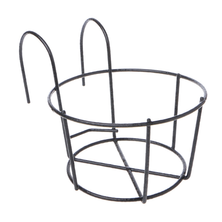 Balcony Fence Round Metal Flower Stand Wrought Iron Wall-mounted Flower Pot Stand, S, M, L, XL