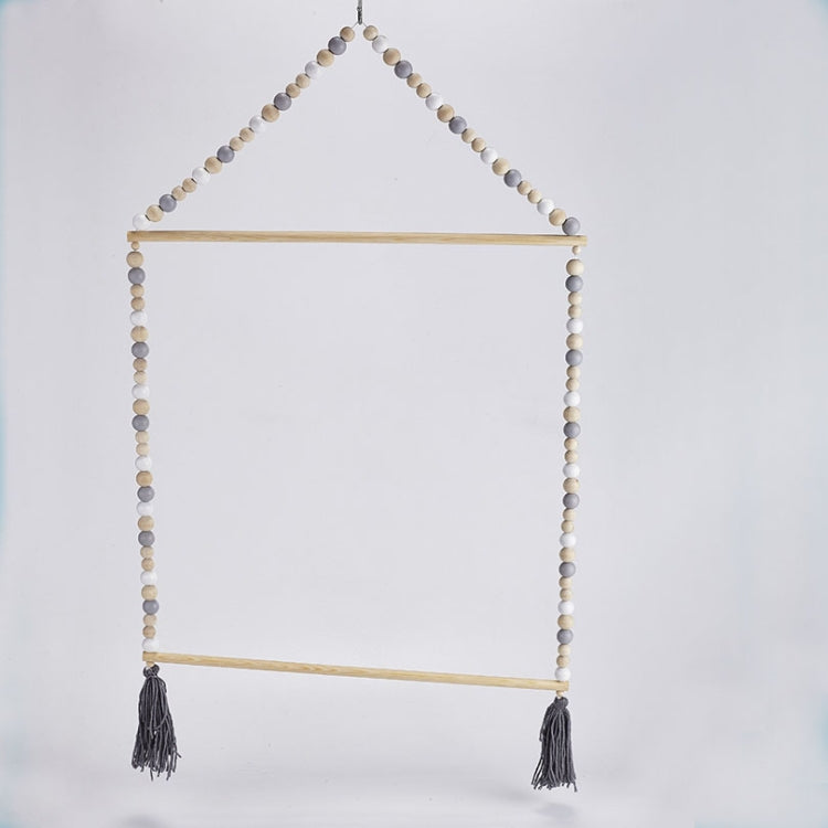 Nordic Style Wooden Color Macaron Wooden Beads String Single Hook Hanger Wardrobe Storage Pendant