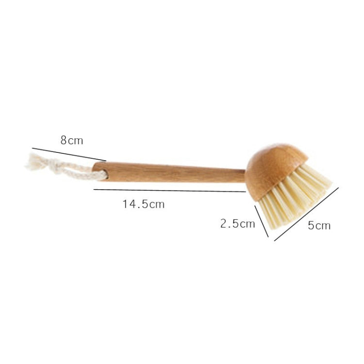 Home Kitchen Wooden Non-sticky Oil Washing Pot Brush Long Handle Dish Brush
