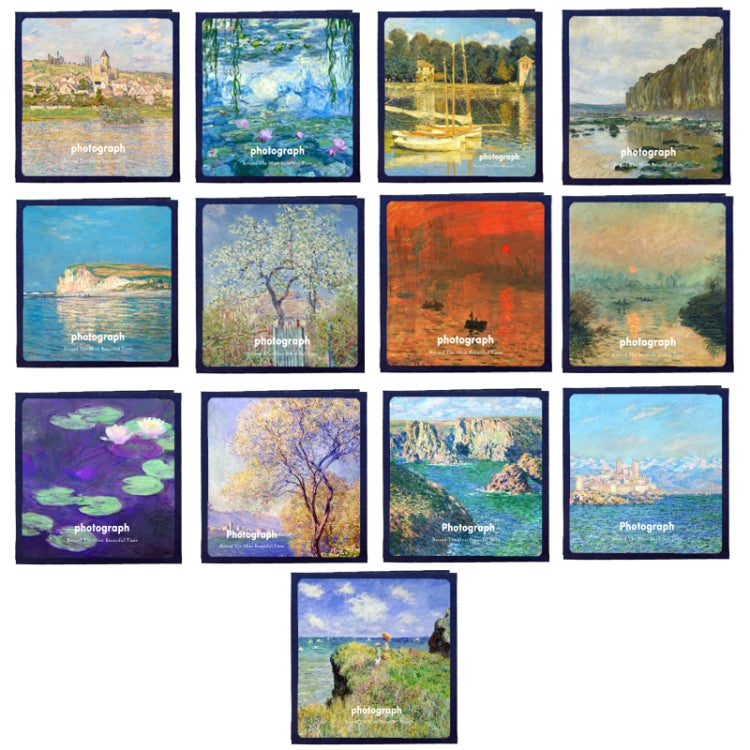 Art Retro DIY Pasted Film Photo Album Family Couple Commemorative Large-Capacity Album, 16 inch Vétheuil, 16 inch Water Lilies, 16 inch Bridge Of Argenteuil, 16 inch Bouvier Cliff, 16 inch Beach, 16 inch Flower Queen, 16 inch Sunrise Impression��������...