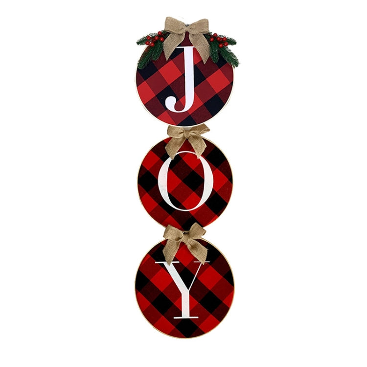 Christmas Decorations Home Windows And Doors Staircase Scene Layout DIY Red And Black Grid Christmas Wreath, Windows And Doors Staircase