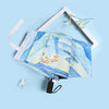 Art Small Fresh Umbrella Folding Sun and Rain Dual-use Umbrella Sun Protection and UV Protection Vinyl Sun Umbrella, Underwater World, Early Morning Street Corner, Beach Walk