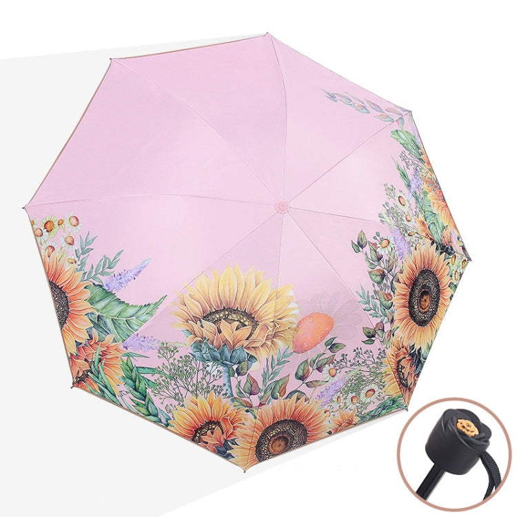 Sunflower Vinyl Sunscreen Double-layer Sunshade UV Umbrella Folding Rain and Sun Dual-purpose Umbrella, Navy, Sky Blue, Pink