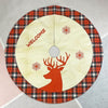 Linen Elk Printed Tree Skirt Christmas Ornaments Christmas Tree Bottom Decoration, Linen Elk Printed Tree Skirt