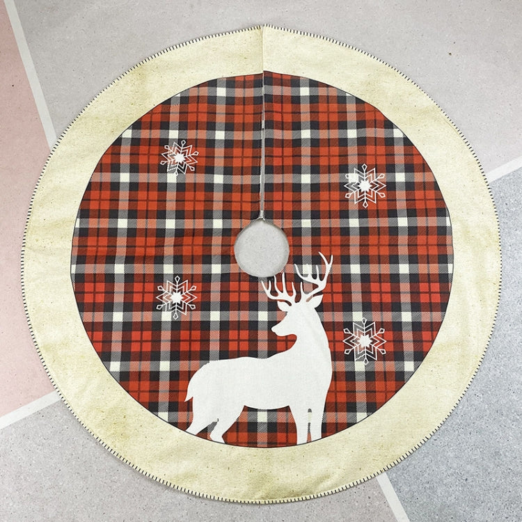Christmas Ornaments Holiday Scene Elk Pattern Christmas Tree Bottom Decoration, Elk Pattern Tree Skirt