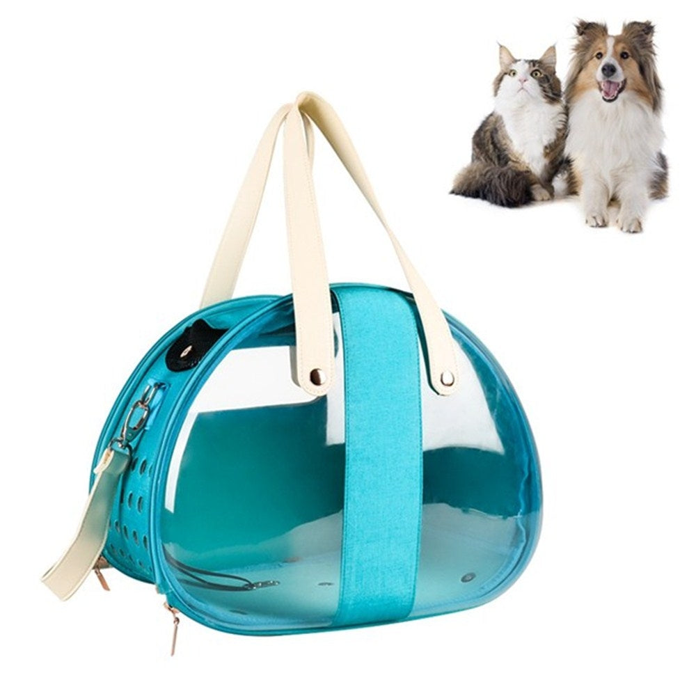 Easy Pet Outing Transparent Backpack Foldable Breathable Cat Bag, Specification: 39X27X30cm(Sky Blue)