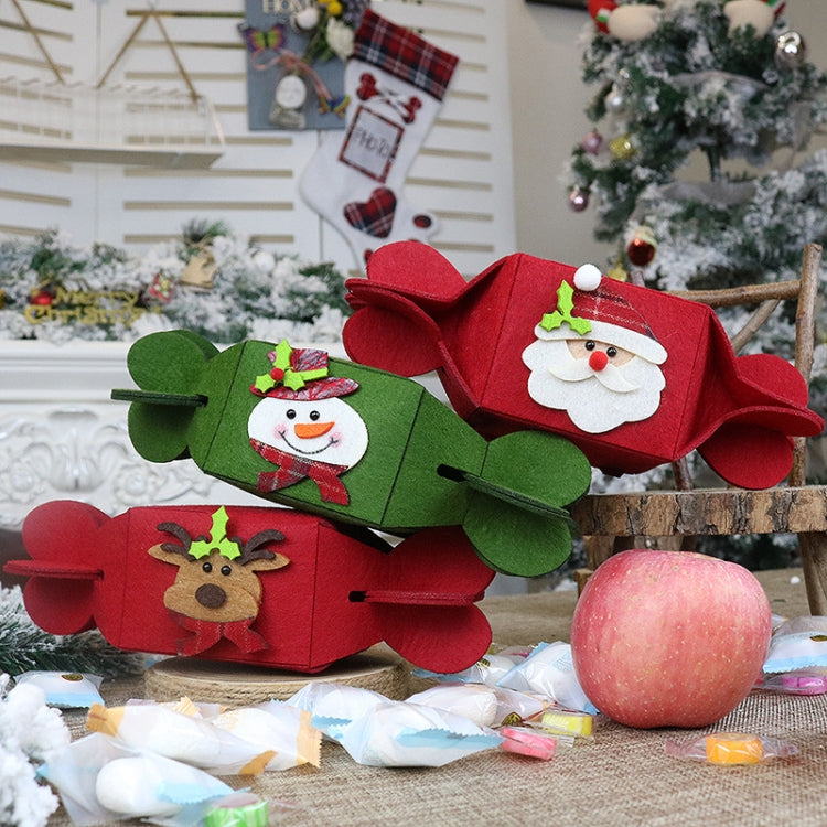 Folding Candy Gift Packaging Bag Non-Woven Bag Christmas Decoration Gift Bag, Elderly, Snowman, Elk