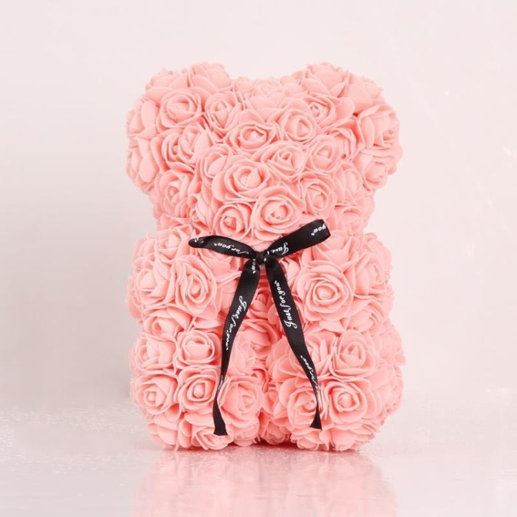 25cm Bear Shape Artificial Foam Roses Flower Ornament, Red, Light Pink, Deep Pink, Purple, Milk White, Sky Blue, Gray