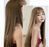 Female Black Long Straight Wig With Air Bangs