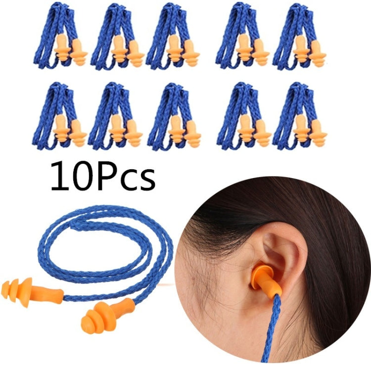 10 PCS Soft Silicone Corded Ear Plugs ears Protector Reusable Hearing