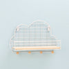 Wrought Iron Grid Cloud Shaped Wall Mounted Shelf Wood Board Home Decoration Hook Rack
