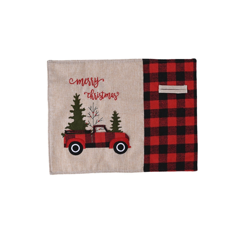 Christmas Decorations Red And Black Plaid Car Christmas Placemat Cartoon Tablecloth Table Mats, Red And Black Plaid Mats