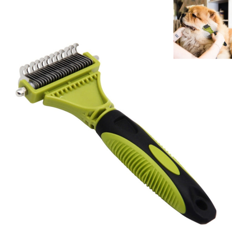 Pet Cat and Dog Cleaning Comb Double-sided Open Knot Hair Brushing Beauty Comb, Green