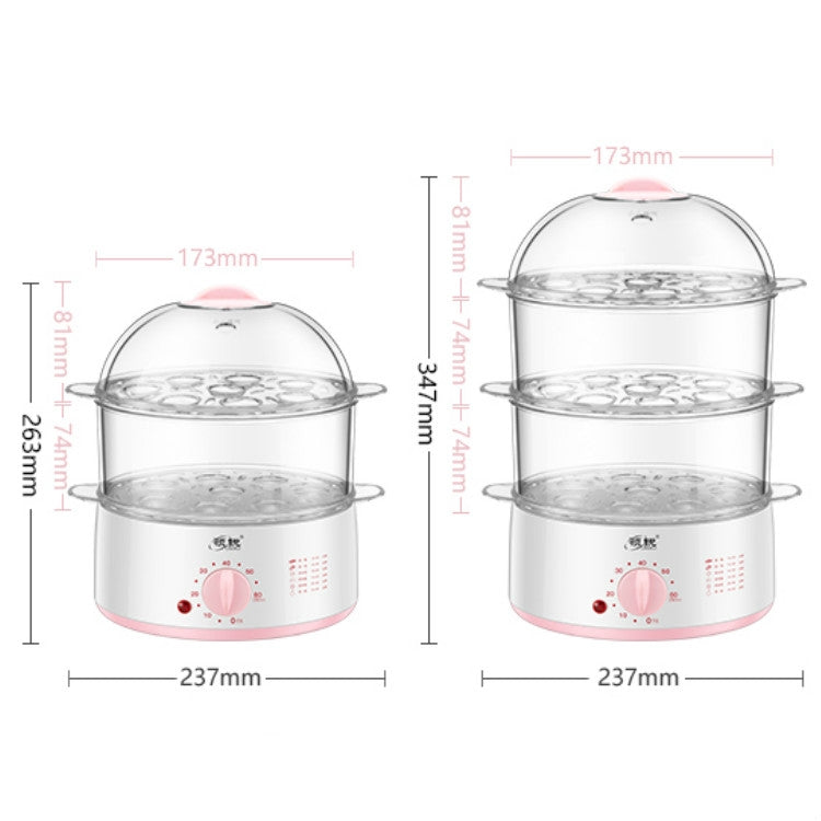 LINGRUI Timer Mini Multi-Function Egg Cooker Automatic Power Off Home Breakfast Machine, CN Plug, Double Layers