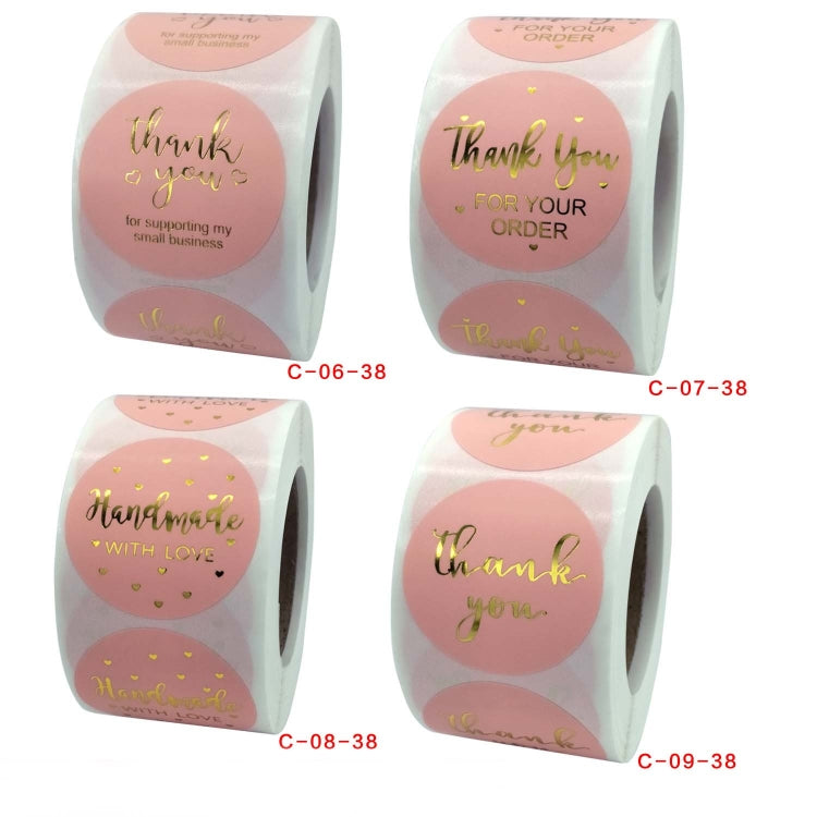 Roll Pink Hot Stamping Thank You Sticker Self-Adhesive Film Sticker  Envelope/Holiday Gift Decoration, C-06-38, C-07-38, C-08-38, C-09-38