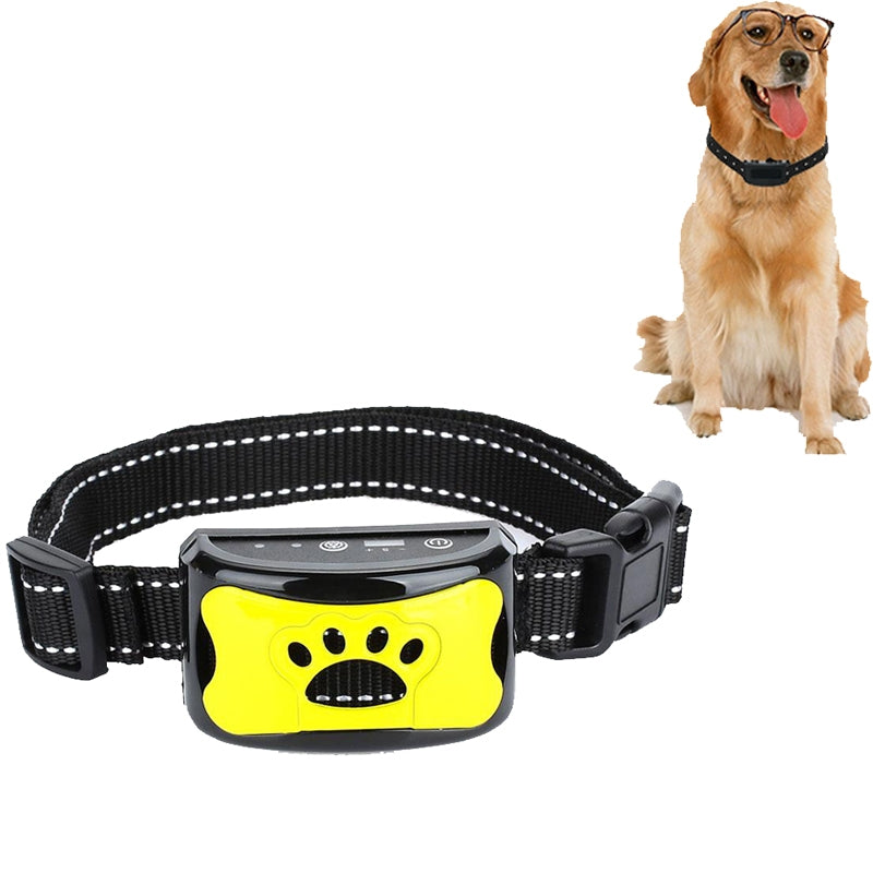 Rechargeable Waterproof Intelligent Identification Automatic Lock Bark Stop(Lemon Yellow)