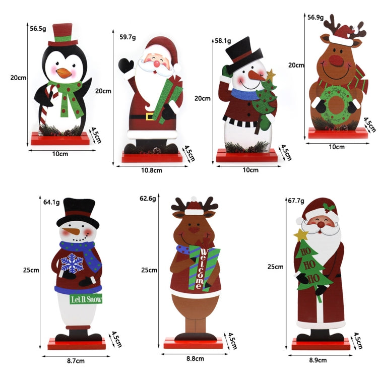 Christmas Festival Decorations Wooden Figure Desktop Decoration, Santa Claus Tree, Snowman Snowflake, Elk Gift, Snowman Tree, Santa Claus Gift, Elk Wreath, Penguin