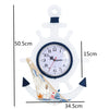 Mediterranean Style Blue And White Rudder Clock Wall Clock Home Living Room Bedroom Decoration Wooden Crafts, Pisces, Sailing