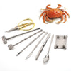 8 in 1 Stainless Steel Household Crab Eating Tool Set, Black, Golden