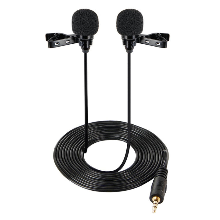 Wired Lavalier Microphone Condenser Double Head Microphone Two People