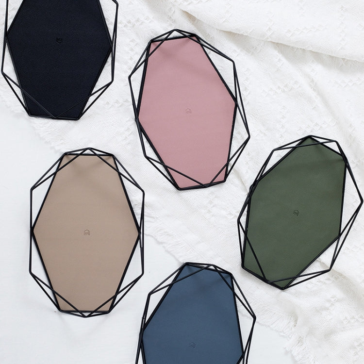 Hexagon Storage Tray Entrance Key Tray Jewelry Display Tray, Olive Green, Gray Blue, Leather Pink, Charcoal