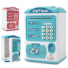Simulation Password Fingerprint Sensor Unlocking Money Box Automatic Roll Money Safe ATM Piggy Bank, Pink, Blue