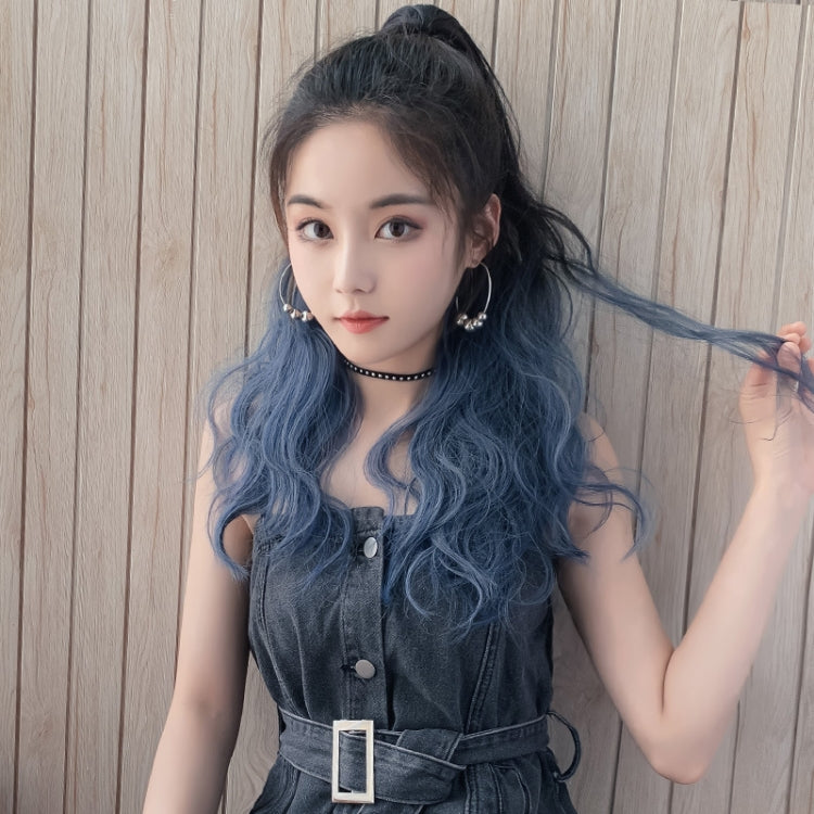 Wig Ponytail Curly Hair Gradient Color Long Hair Realistic Fluffy Clip Chemical Fiber Wig Braid
