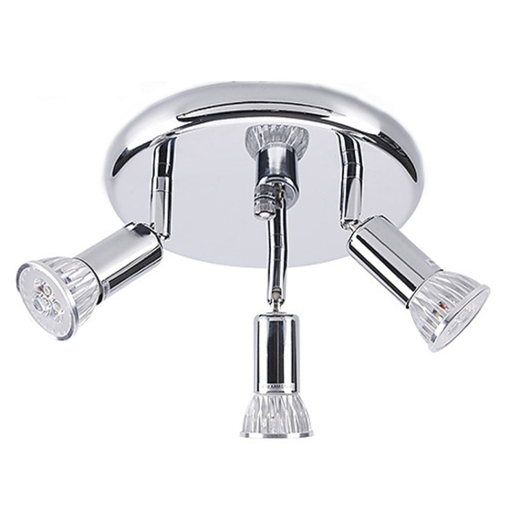 9W Round Three Head LED GU10 Ceiling Light Adjustable Mirror Front Spotlight, Warm Light, White Light, Without Bulb
