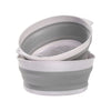 2 Sets Double-Layer Foldable Drain Washing Basket Kitchen Storage Basket Fresh Fruits & Vegetables, Small (Grey), Large (Grey)