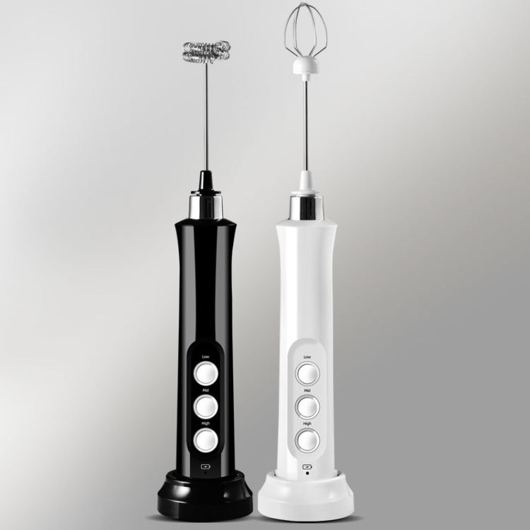 Whisk Household Electric Baking Mini Wireless Hand-Held Charging Stirrer Milk Frother, White, Black
