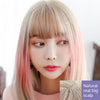 Female Gradient Highlighting Lifelike Chemical Fiber Headgear Wigs, Plum Pink and Honey Tea 39CM, White Tea Color 39CM