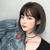 Wig Female Short Hair Bobo Student Head Round Face Full Top Headgear Natural Gradient Color Internal Buckle Straight Hair