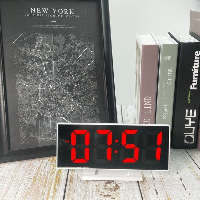 Multi-function Large Screen Electronic Clock Mute LED Mirror Alarm Clock