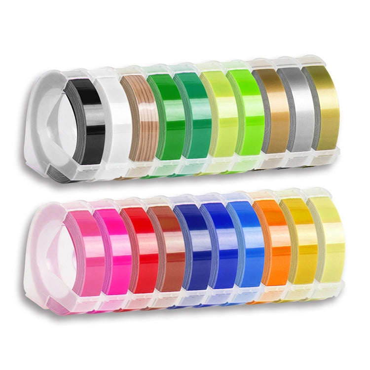 CIDY 9mm 3D Embossed Manual Label Tape, Suitable Label Machine DYMO1610 / Motex1540 Sticker Printer, Black 3D-325, Red 3D-425, Blue 3D-525, Yellow 3D-625, Green 3D-725, Golden 3D-825, Silver 3D-925, Transparent 3D-125, Champagne Gold 3D-CG25�����������...