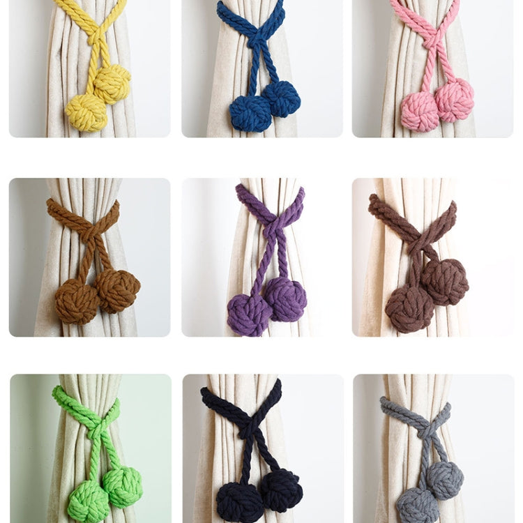 CK12 4 PCS Curtain Buckle Free Installation Cotton Roll Hanging Ball Curtain Strap, Orange, Pink, Green, Glue, Yellow, Purple, Gray, Beige, Navy, Deep Coffee, Light Coffee