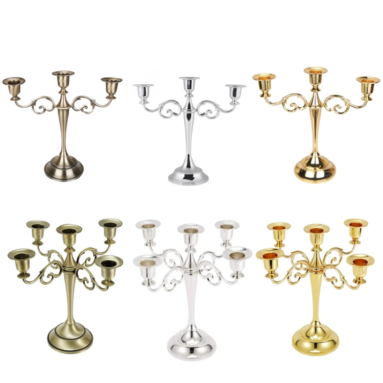 Retro Candlestick Home Decoration Living Room Cafe Theme Restaurant Jewelry Candlelight Dinner Props Gifts, Silver-3 Arms, Gold-3 Arms, Bronze-3 Arms, Silver-5 Arms, Gold-5 Arms, Bronze-5 Arms