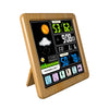 TS-3310 Wireless Weather Clock Multifunctional Color Screen Clock Creative Home Touch Screen Thermometer, Wood Grain, Black