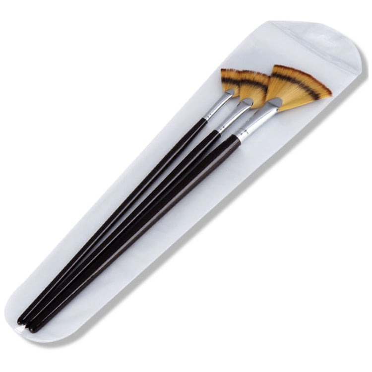 3 PCS / Set Long Rod Fishtail Fan-Shaped Gouache Brush Nylon Wool Watercolor Art Brush