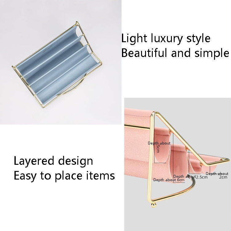 Desktop Racks Multi-Layer Wrought Iron Leather Storage Tray Keys Sundries Tablet Computers Watches Organize Creative Ornaments, Dark Green Small, Blue Small, Pink Small, Dark Green Large, Blue Large, Pink Large