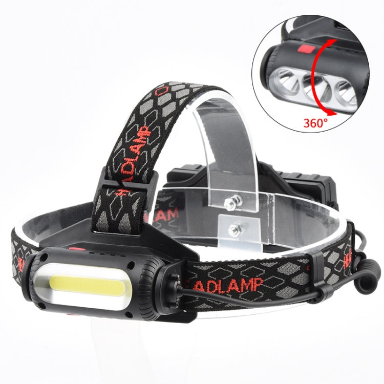 TG-TD113 T6+COB Head-Mounted USB Charging Rotating Multi-Function Headlight White Red And Green Three Light Sources Headlight, Without Charging Set, With Charging Set