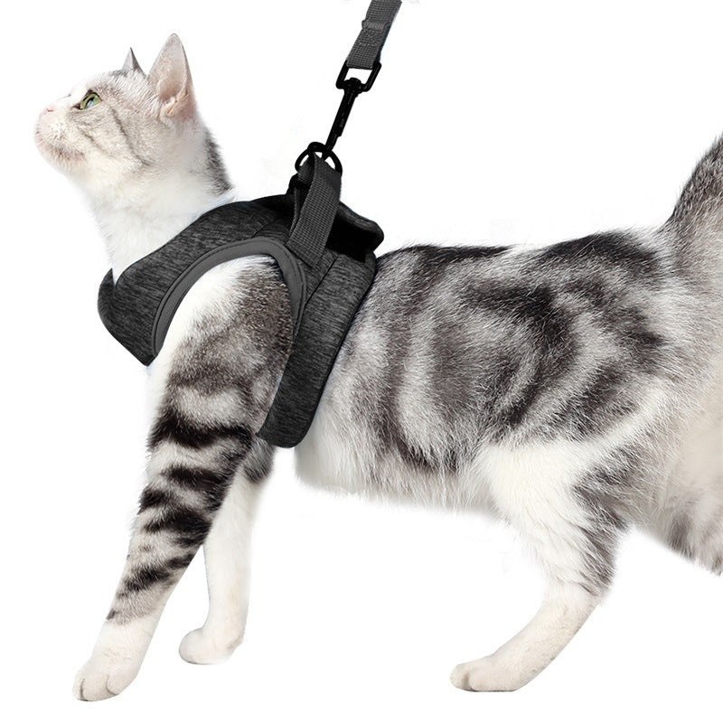 Cat Leash Pet Chest Harness Leash, Size: M(Grey)