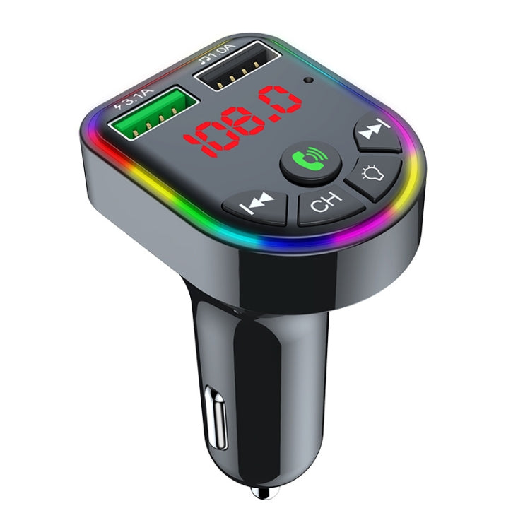F5 Car FM Transmitter Bluetooth Hands-Free MP3 Music Player Colorful