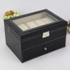 PU Leather Double Layer 20-Digit Watch Box Jewelry Gift Storage Box, Double Layer 20-Digit